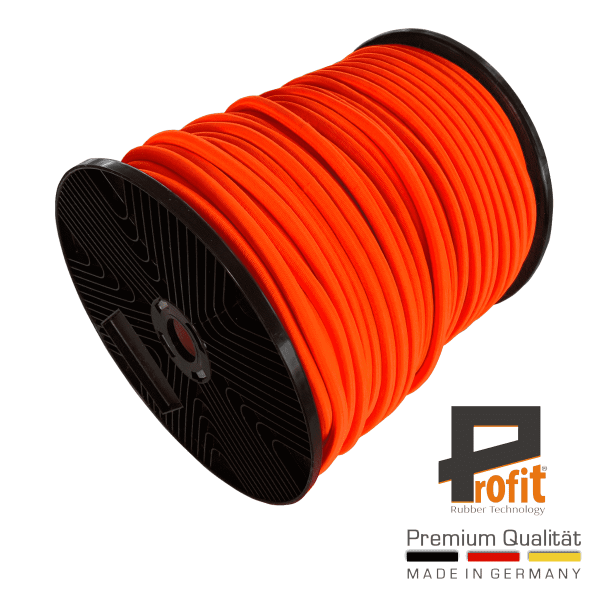 Expanderseil - Gummiseil Neonorange 6mm auf 100 Meter Rolle