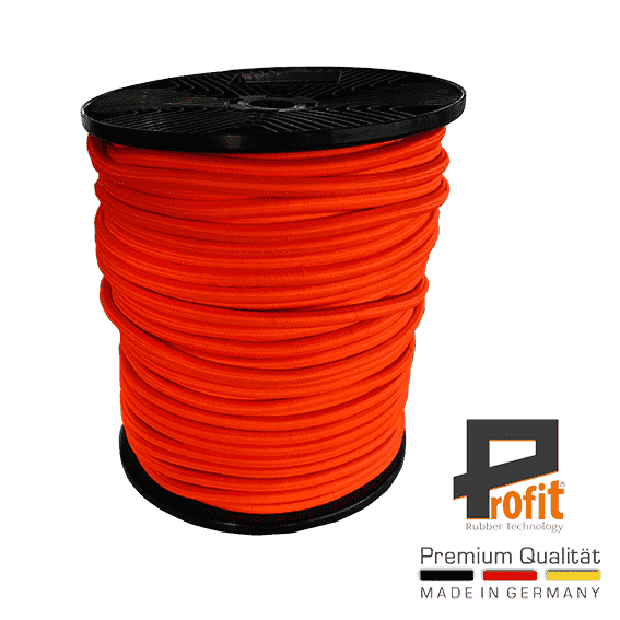 Expanderseil - Gummiseil Neonorange 8mm auf 100 Meter Rolle