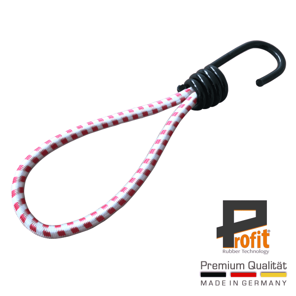 Spanngummi mit Spiralhaken 180mm Österreich Edition in den Farben Rot und Weiß