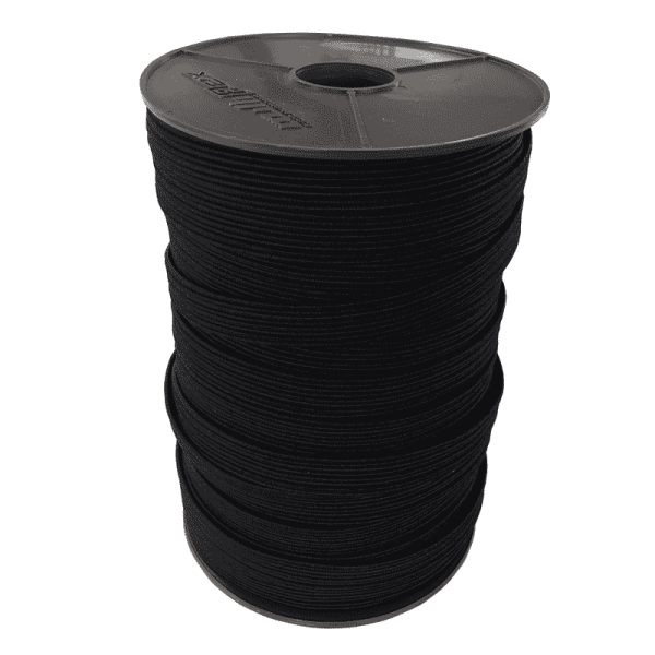 Flachband Gummi Elastisches Gummi Band 22mm | 3mm | 100m Rolle Schwarz Multiflex PP